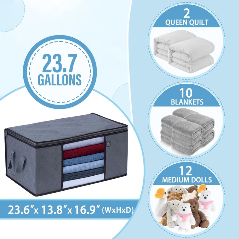 VENO 3 Pack Extra Large Clothes Blanket Storage Bag, Christmas Ornament Storage Container Bins for Holiday Decor for Comforters Bedding, Foldable with Sturdy Zipper, Handle, Clear Window (24 Gallon) - Image 4